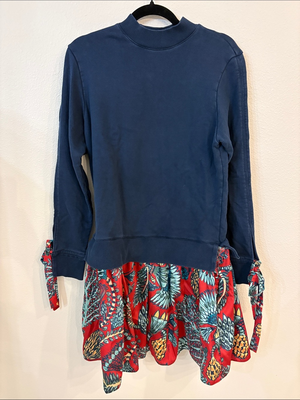 La DoubleJ Sporty Dress Pineapple Print Mock Neck Sweatshirt Mini Dress L